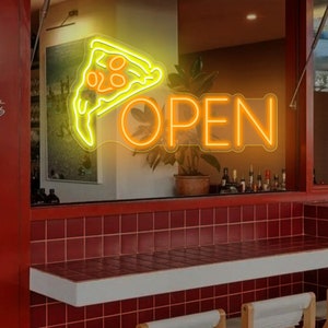 Pizza Open Neon Sign,Restaurant Neon Sign,Open Pizza Neon sign,Kitchen neon sign,,Wall Decor Business Neon Sign, Gift For Restaurant Shop