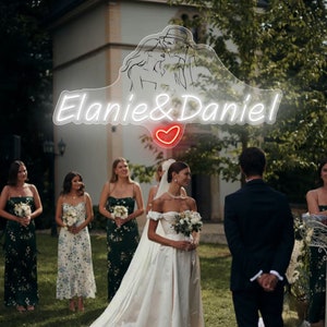 Enseigne nominative au néon | Décoration néon de mariage personnalisée | Prénom personnalisé au néon|Cadeaux personnalisés néon de mariage|Décor de fiançailles pour enseigne LED