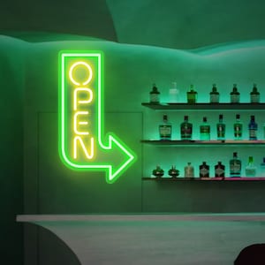 Open Neon Sign, Open Arrow Neon Sign,Led Business Open Sign, Custom Neon Open Sign For Business , Restaurant Bar Open Neon Light,Open Light