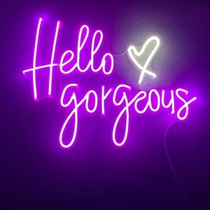Hello Gorgeous Neon Signs,Neon Sign for Wall Decor,  Pink Neon Lights for Bedroom, Beauty Sign, Bar, LED Neon Sign for Decor Art Gift