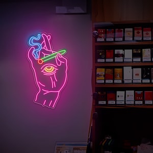 Smoke Led Sign,smoking Hand With Eye Neon Light,led Neon Sign Art ...