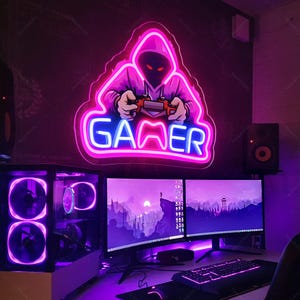 Gamer Neon Sign Game Controller UV Neon Sign,Gamer Gifts for Teens Boys Kids,Gamer Tag Sign,Game Room Decor,Xmas Gifts for Game Lover