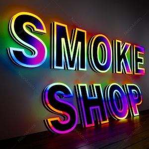 LED Channel Letters,Custom Logo Sign For Somke Shop Decor,Personalized Storefront & Indoor/Outdoor Signage,Frontlit Logo Sign, Led Logo