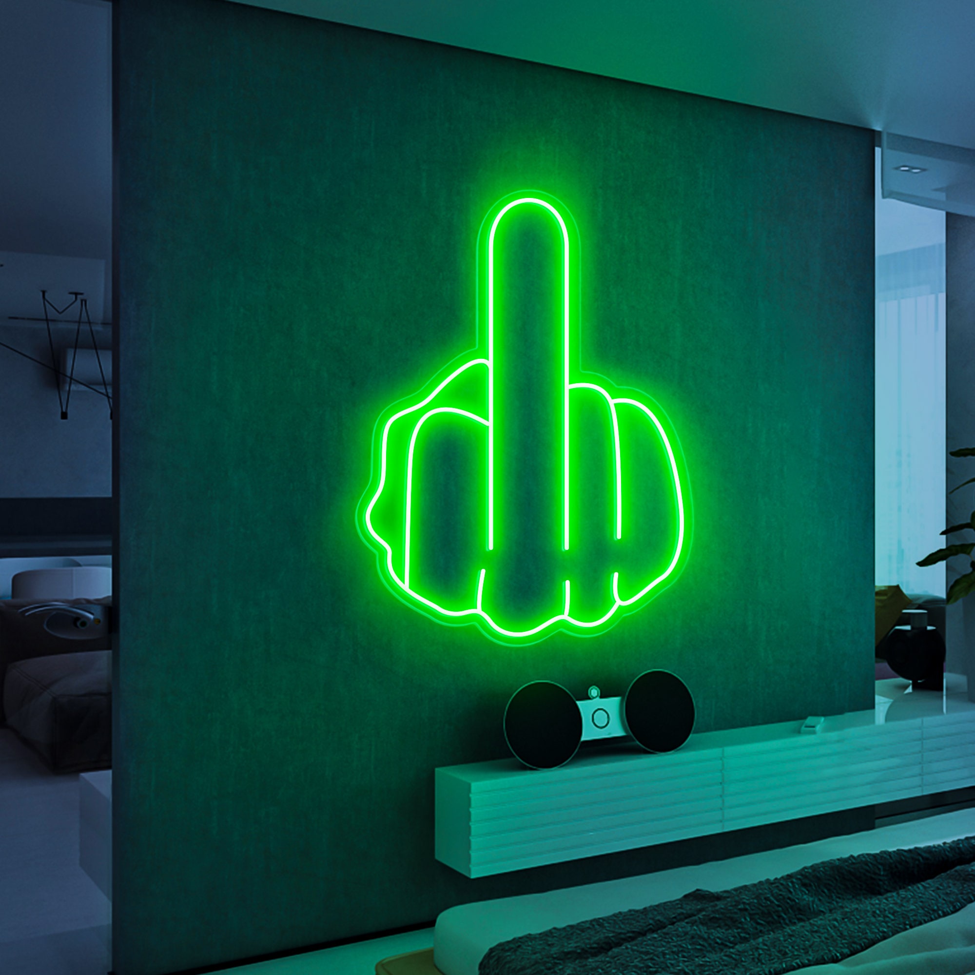 Middle Finger Custom Neon Sign Lights Decor Game Room Wall, Decor Home ...