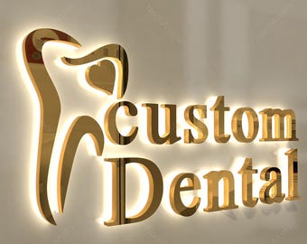 Custom Dental Sign,Company Logo Sign,3D Backlit Sign,Dental Clinic Sign,Dentist Office Decor, Dentist Office Wall Decor, Business Logo Sign