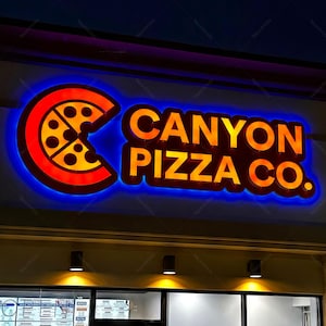 Letrero de pizza, letrero exterior, letrero comercial, letras de canal LED para logotipo de pared, letrero impermeable para exteriores, decoración de pared para cafeterías, letreros personalizados