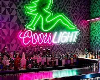 Coors Light Neon Sign,Beer Neon Signs,Lady LED Neon Lights,Neon Sign,Wall Art,Neon Light for Bedroom Restaurant Party Decor,Bar Light