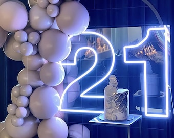 Numbers Neon Sign,Birthday Party Decor,21st Number Neon Sign,Twenty One Birthday Neon Light,Custom Number Sign,Light Up Numbers