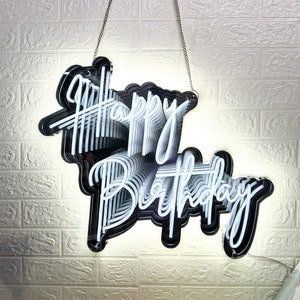 Happy Birthday Infinity Mirror Neon Sign,happy birthday led sign,Birthday Event Party Neon Light Sign,birthday neon gift