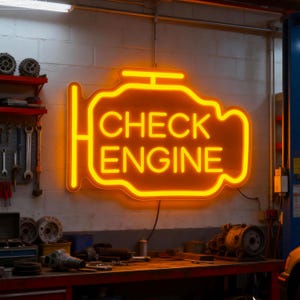 Neonowa tablica Check Engine, dekoracja garażu, neonowe tablice LED do dekoracji ścian, kontrolka Check Engine, neonowa tablica do dekoracji garażu, warsztat samochodowy