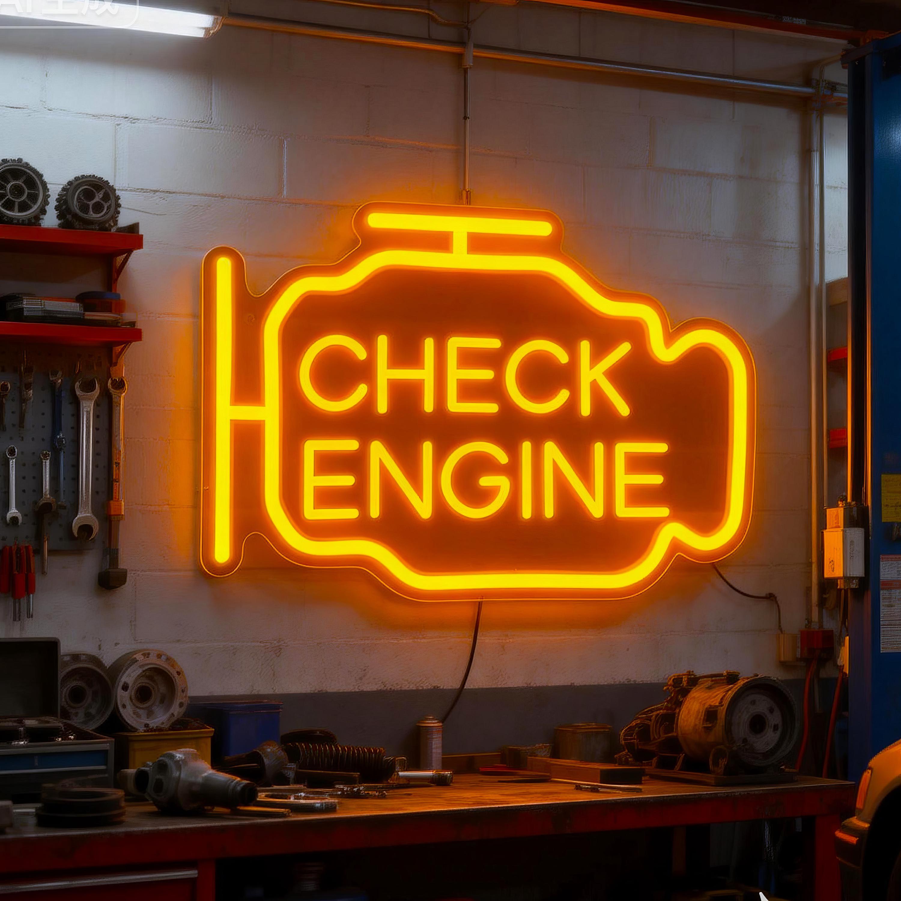 Check Engine Neon Sign,garage Decor, LED Neon Signs for Wall Decor