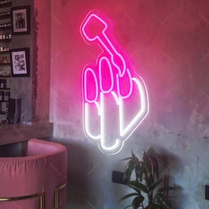Nail Salon Pink Neon Sign,Beauty Salon Decor,LED Neon Light Sign,Salon Studio Wall Sign, Aesthetic Pink Beauty Salon Decor For Walls Art