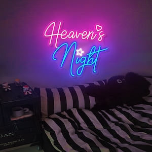 Heaven&#39;s Night Neon Sign | Custom Neon Lights Sign | Wedding Neon Sign | LED Neon Sign Bedroom | Game Room Wall Decoration | Christmas Gift