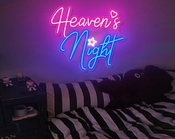 Letrero de neón "Noche del Cielo" / Letrero de neón personalizado / Letrero de neón para bodas / Letrero de neón LED para dormitorio / Decoración de pared para sala de juegos / Regalo de Navidad