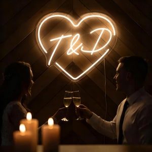 Custom Initials Heart Neon Wedding Sign, Wedding Welcome Sign, Wedding Neon Light,Personlized LED Circle Neon Sign,Wedding Party Decor