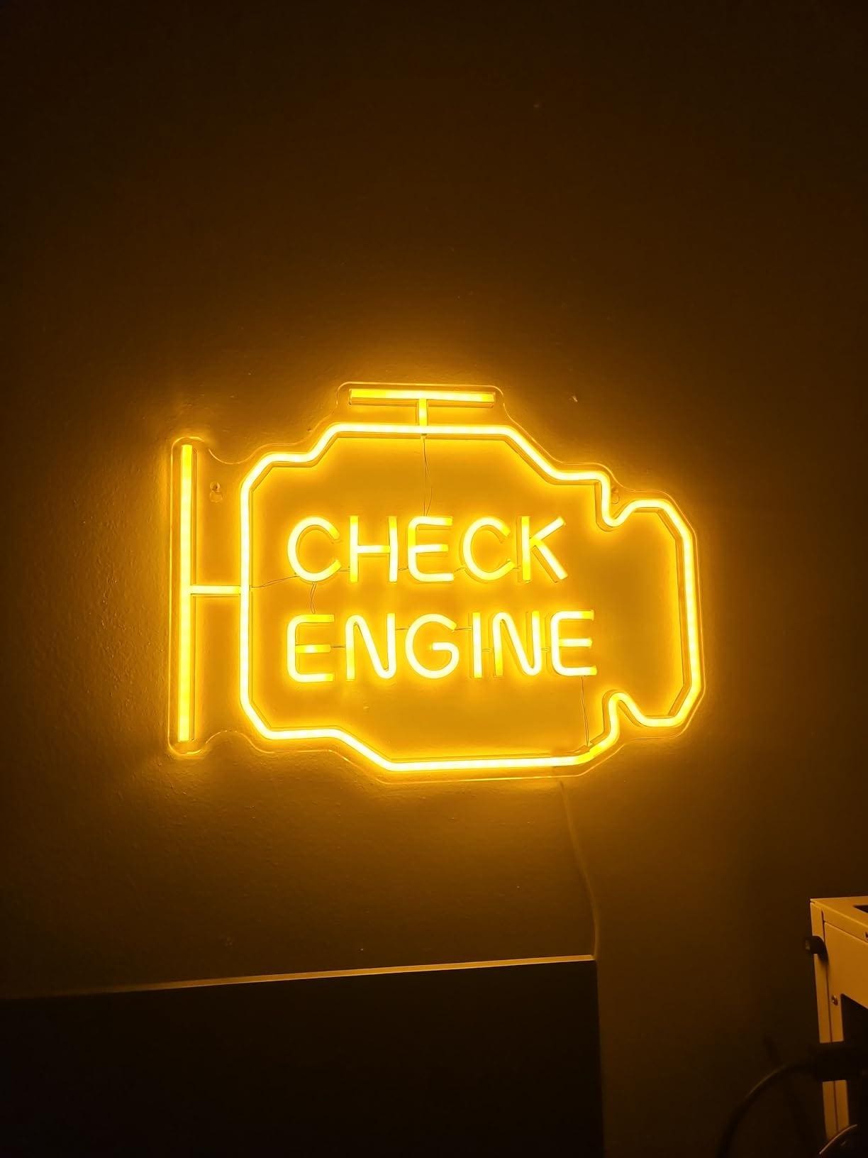 Check Engine Neon Sign,garage Decor, LED Neon Signs for Wall Decor