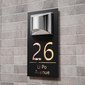 Gepersonaliseerd huisbord op zonne-energie, led, eigentijds, modern, deurnummer, led-deurnummer op zonne-energie, weerbestendige adresweergave