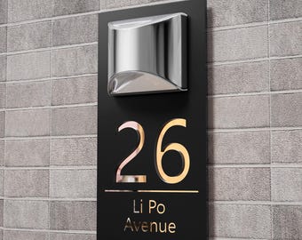 Personalized Solar House Sign, LED, Contemporary, Modern, Door Number,Solar Powered LED Door Number,Weatherproof Address Display