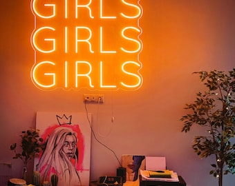 Girls Girls Girls neon sign|Music Bar Neon Decoration|Led Neon Light Sign for Home Bar Party Decor|Neon Sign Bedroom|Neon Light
