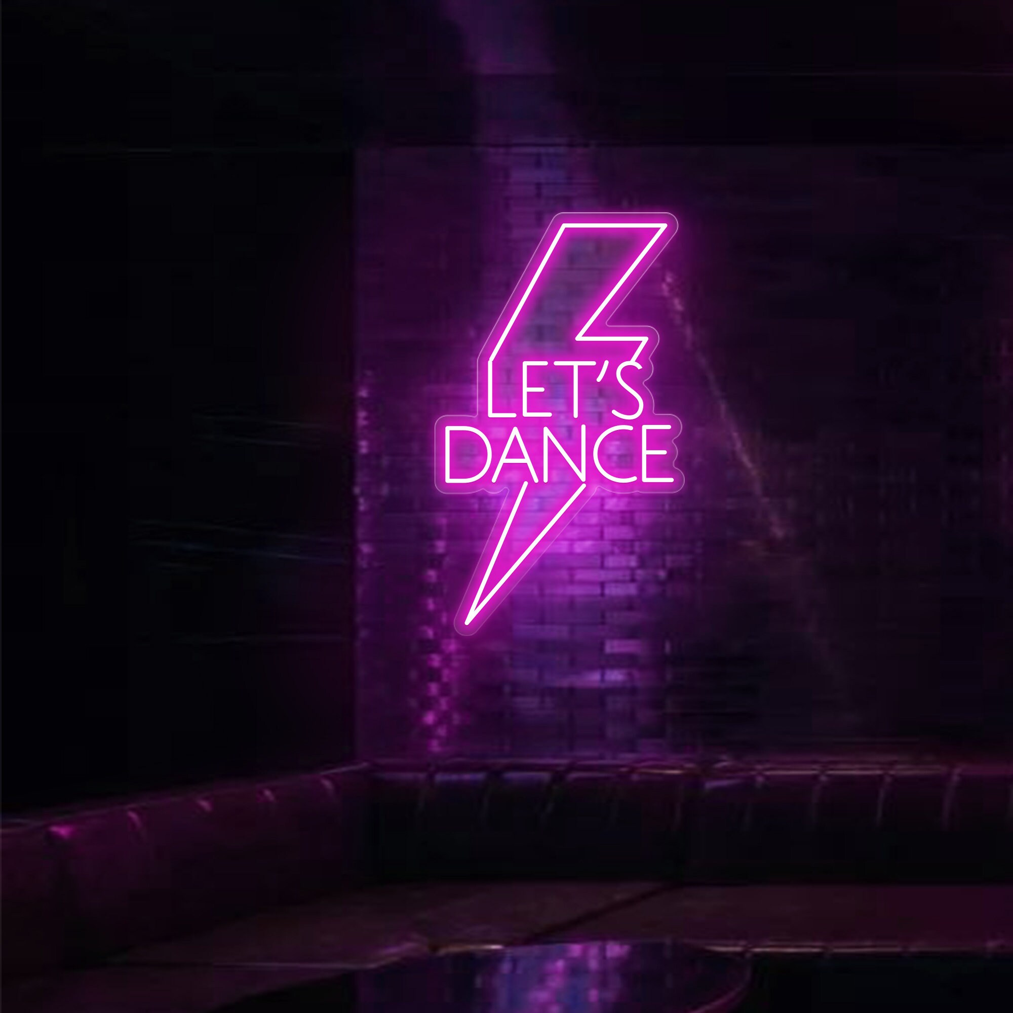 LETS DANCE With Lightning Neon Sign for Neon Wall Decor | Etsy