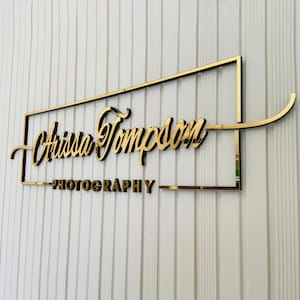 Laser Cut Logo Sign,Brushed Metal Logo Sign,Custom Business Logo Sign,Custom Laser Cut Letter Sign,Beauty SPA Sign,Office Sign for Wall