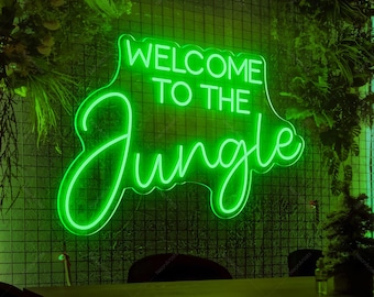 Welcome To The Jungle Neon Sign,Jungle Neon Light,Custom Wall Decor,Neon Welcome Sign,Bedroom Home Office Wall Neon Sign