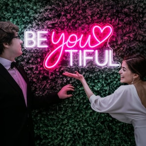 Be You Tiful Leuchtreklame, Benutzerdefinierte Leuchtreklame, Neonwanddekor, Schönheitssalon Leuchtreklame, LED-Schild Benutzerdefinierte Wohnkultur Wandkunst, personalisierte Geschenke