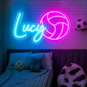 Volleyball Name Neon Sign, Nursery Decor, Personalized Neon Sign, Volley Ball Gift, Personalized Name Sign, Name Neon Sign, Kids Name Sign