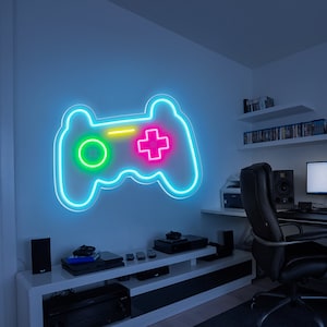 Gamepad LED Neon Lights Signs, Wall Decor Gaming Controller Hanging Neon Sign, Bedroom Wall Neon Light Decor, Gifts for Game Room Neon Sign