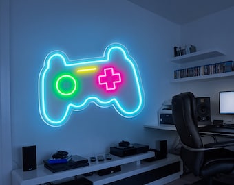 ゲームパッドLEDネオンライトサイン、壁装飾ゲームコントローラー吊り