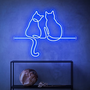Couple Cats Neon Sign, Couple Cats Led Sign,Home Kids Baby Room Bedroom Office Decor,Wall Art Signs Cute Cat Neon Light