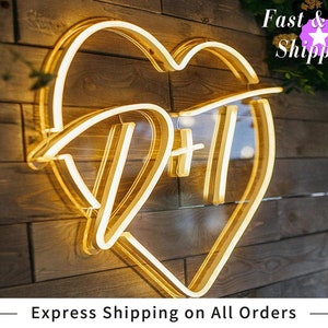 Custom Initials Heart Neon Wedding Sign|Custom love neon sign|Wedding Neon Sign|Personlized Name Neon Sign |Wedding Gift|Circle Neon Sign