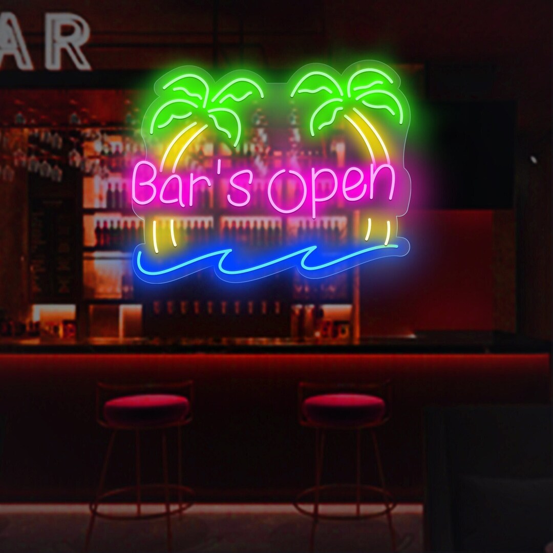 Bar's Open Neon Sign/ Custom Neon Sign/ Neon Bar Sign/ Home Pub Wall