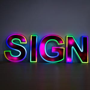 Letrero de tabaquería, letrero luminoso con letras, letrero con logotipo personalizado, señalización RGB para tienda, letrero para exterior e interior, letrero comercial Halolit personalizado.