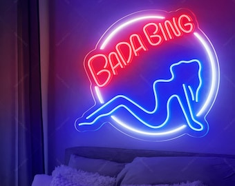 Bada Bing Girl Neon Sign,Strip Club Neon Sign, Handmade LED Bar Decor,Neon Light for Bar Restaurant  Club Decor Party Sign Wall Art