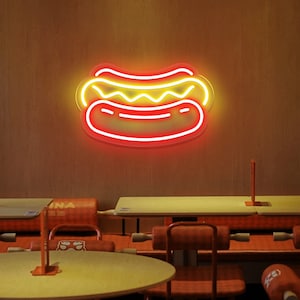 Hot Dog Led sign, Hot Dog Neon Sign, Food Wall Decor, Kitchen Art Decor, Food Neon Sign, Restaurant Neon Sign, Party Decoration