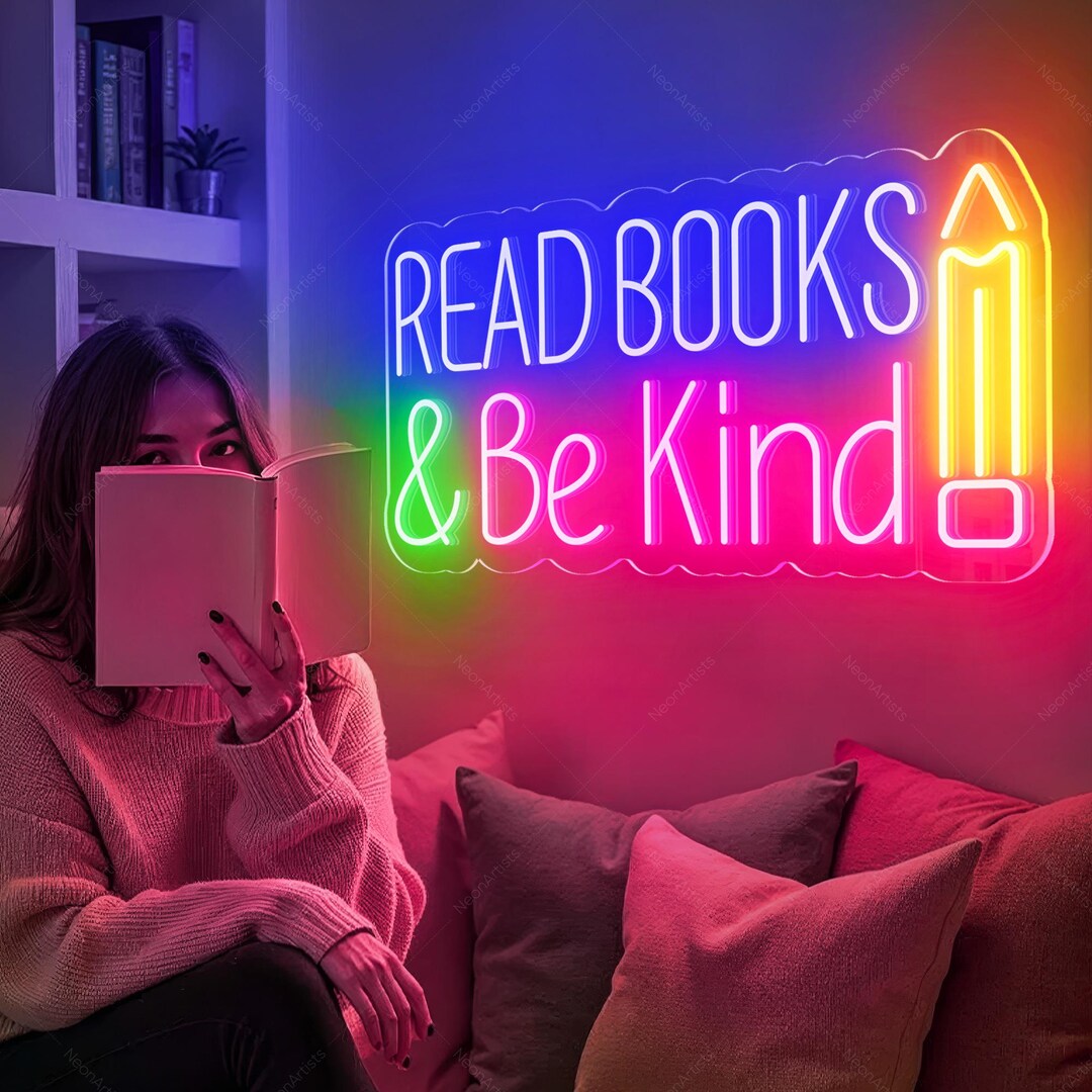 Read Books Be Kind Neon Sign, Reading Books Led Sign,classroom LED