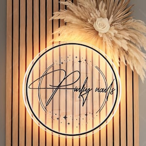 Salon Logo Sign,Acrylic Letter,Light up Sign,Acrylic Neon Light Sign,Sign for Wall Business,Personalized LED Logo Sign,Backlit Logo Sign