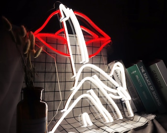 Secret Lips-Finger Nail On Lip LED Neon Light Sign for Beauty Salon Wall Decor,  LED Light Sign Pink Neon Lights for Decor Art Gift