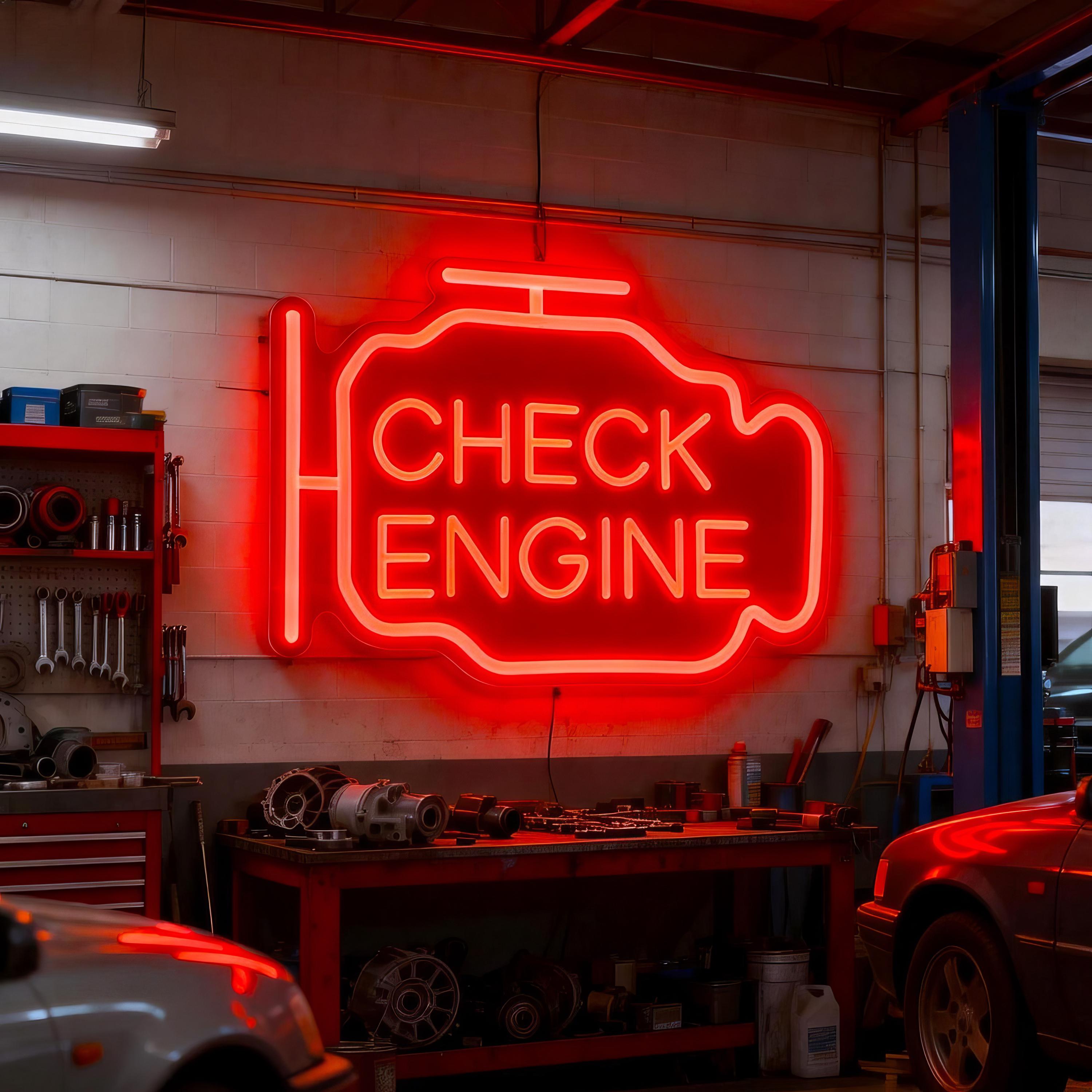 Check Engine Neon Sign,garage Decor, LED Neon Signs for Wall Decor