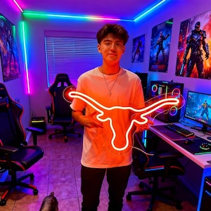 Longhorn Bull neon sign|Bull head led neon|Longhorn head skull light sign |Bull skull sign|Gift For Kids|Personalized Gifts|Texas Neon Sign