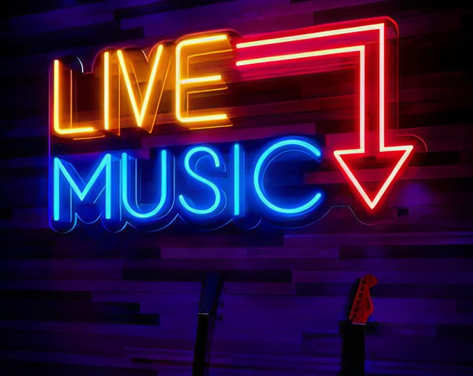 LIVE MUSIC Neon Sign |Neon Music Sign |Music Bar Led Sign |Music Studio Light Decor |Retro Decor |Neon Sign Wall Art |Live Show Party Decor
