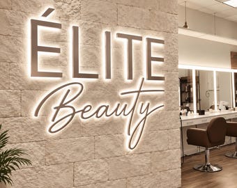 Backlit Sign,Metal Signs,3D Business Sign, LED Metal Logo Sign,,Light Up Logo Signage,Salon Logo Sign,Laser cut Signboard,Halo lit Sign,