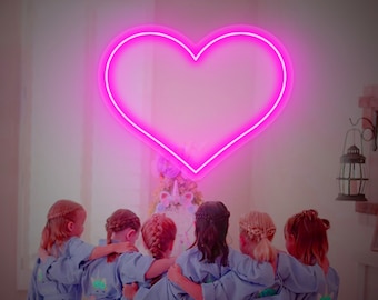 Heart Neon Sign, Wedding Neon Sign, Gift for lovers, Girl's Dorm Room, Bedroom Custom Heart for Teen, Home Wall Art Decor Pink