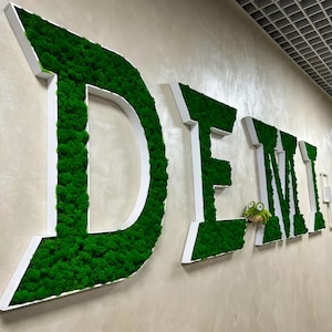 Letrero de musgo 3D, logotipo de Moss Company, arte de pared de musgo, logotipo de musgo personalizado,