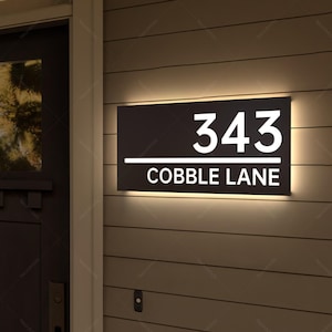 Metalen rechthoek led huisnummerbord,moderne verlichte nummerplaat,led adresborden,waterdichte verlichtingsdoos voor buiten,,