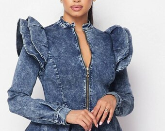 bp puff sleeve denim jacket