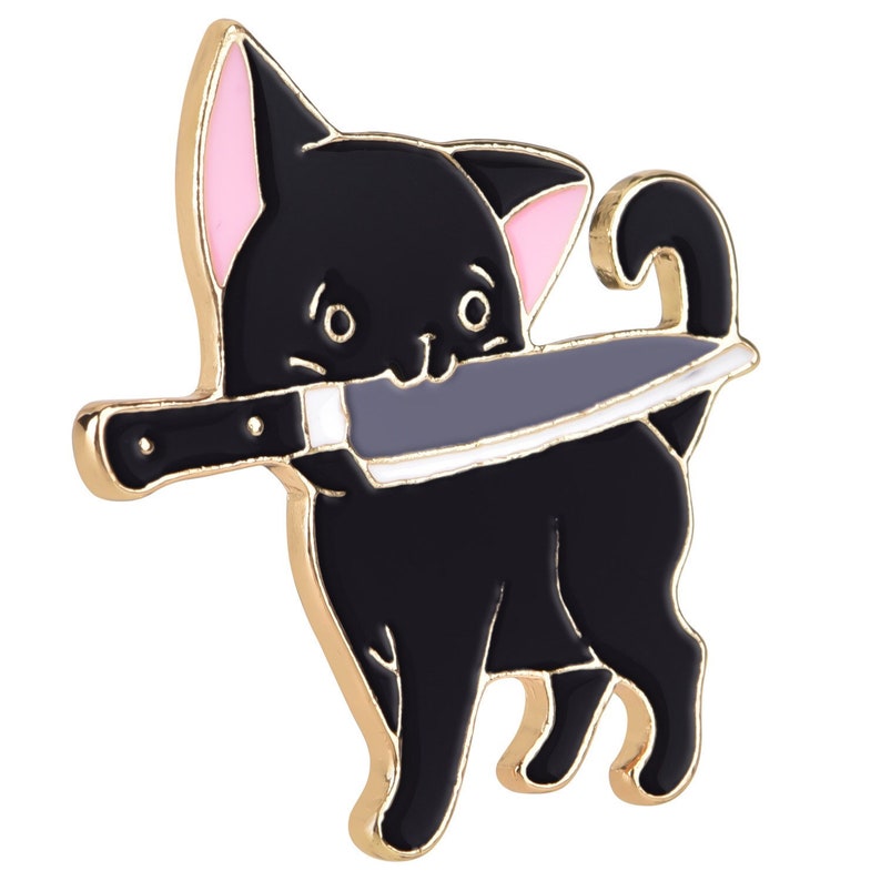 Avamie Ninja Cat With Knife Enamel Lapel Pin Etsy