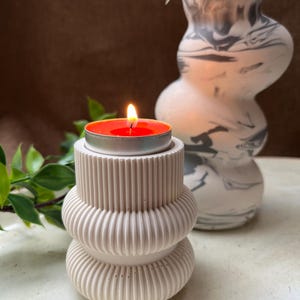 Geometric stripe candle holder/Tea light holder/home decor/Jesmonite tea-light holder/Home gifts/Home decor/Candle lover/Candle holder