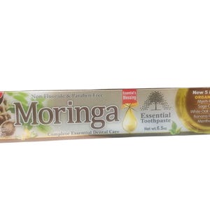 Moringa Essential Toothpaste 6.5 oz - Organic, Flouride Free, Herbal Formula with Myrrh Oil, Sage, Menthol for Natural Oral Health